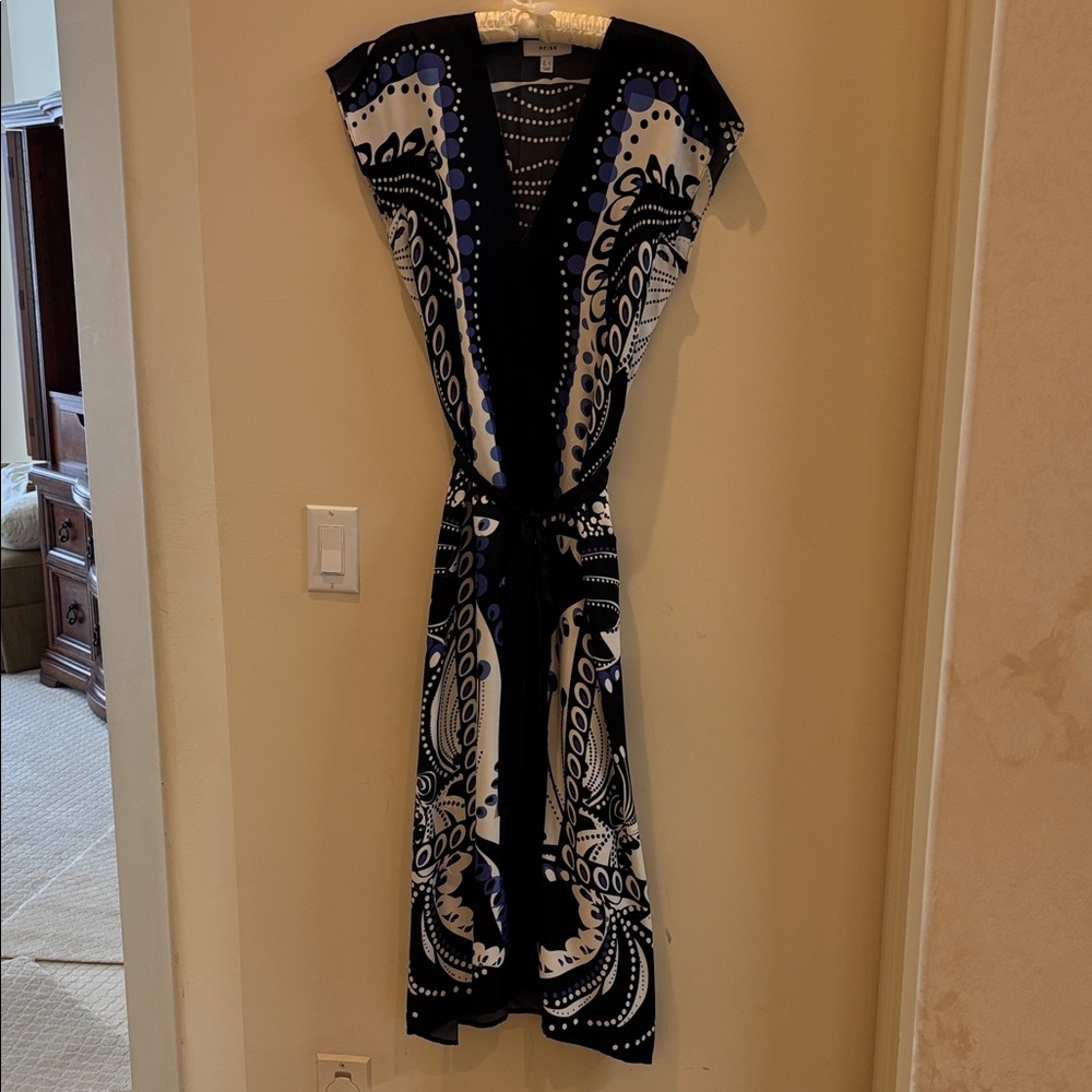 Reiss Black and Blue Midi Dress